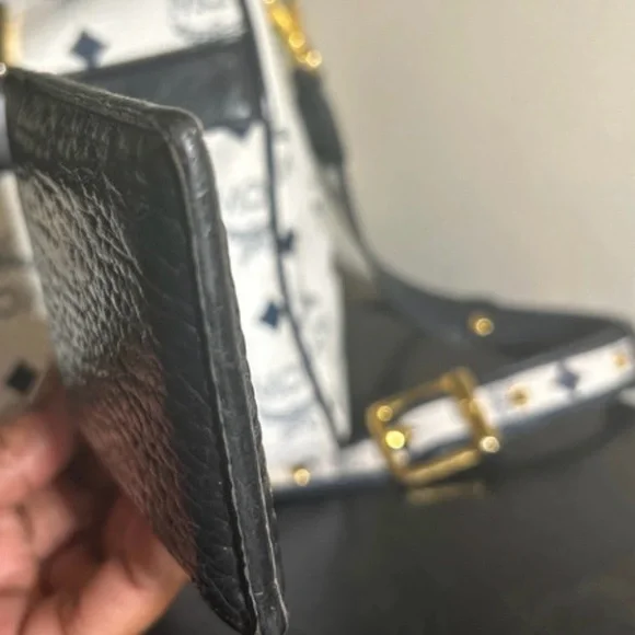 MCM Black Visetos Authentic Leather Card Holder